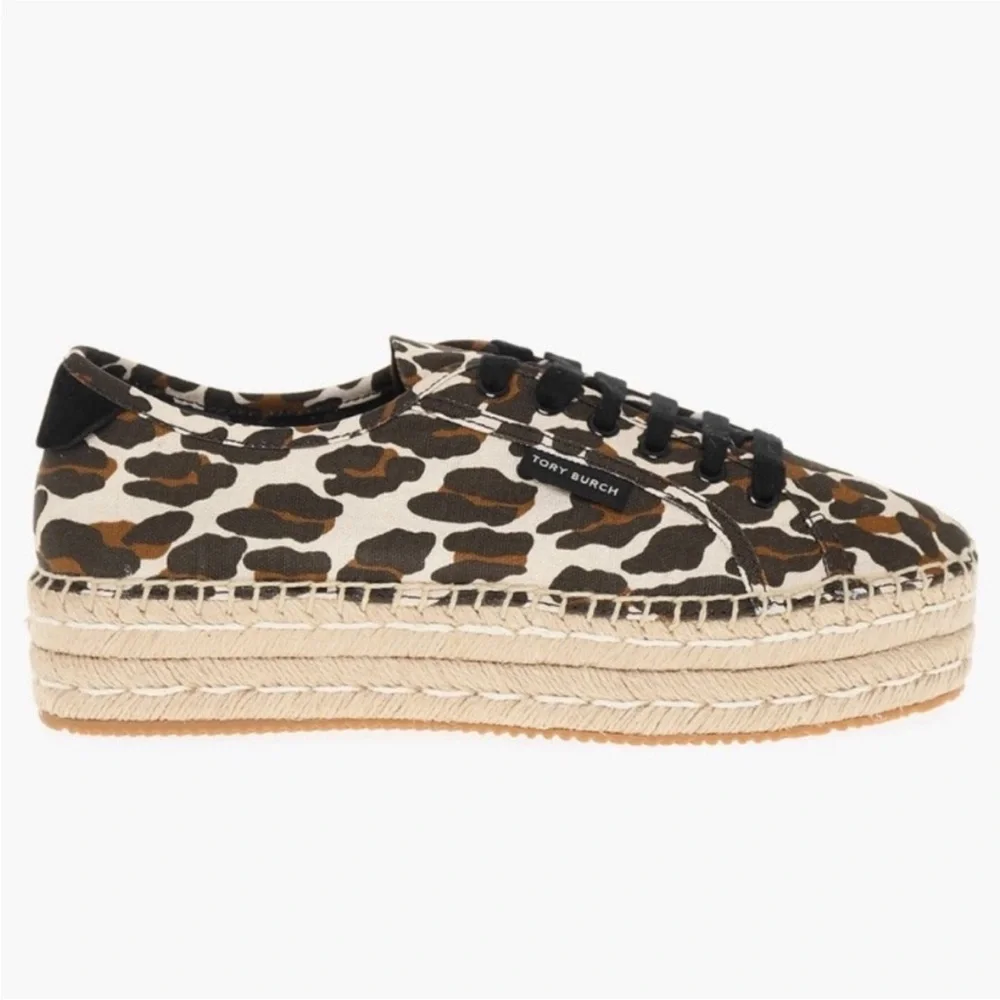 Tory Burch Black and Brown Espadrille Sneakers